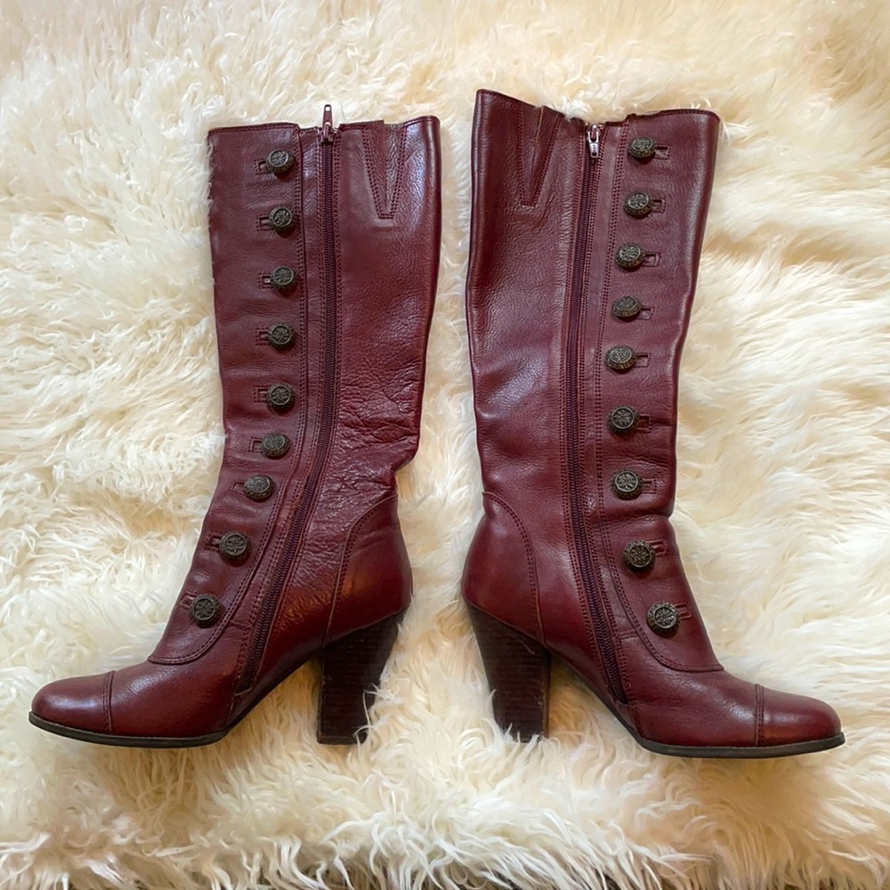 Miz Mootz burgundy heeled leather calf boot - sz 7